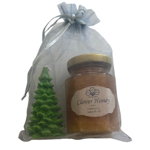 NWT From The Hive Clover Honey Jar with Green Tree Candle Gift Set
